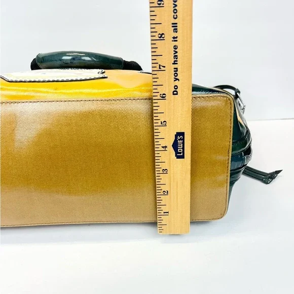 Brighton Fashionista Yellow Coated Canvas Leather Handbag World Travel Tote - Picture 6 of 15